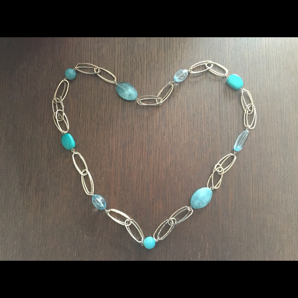 The Limited Silver and blue beaded necklace